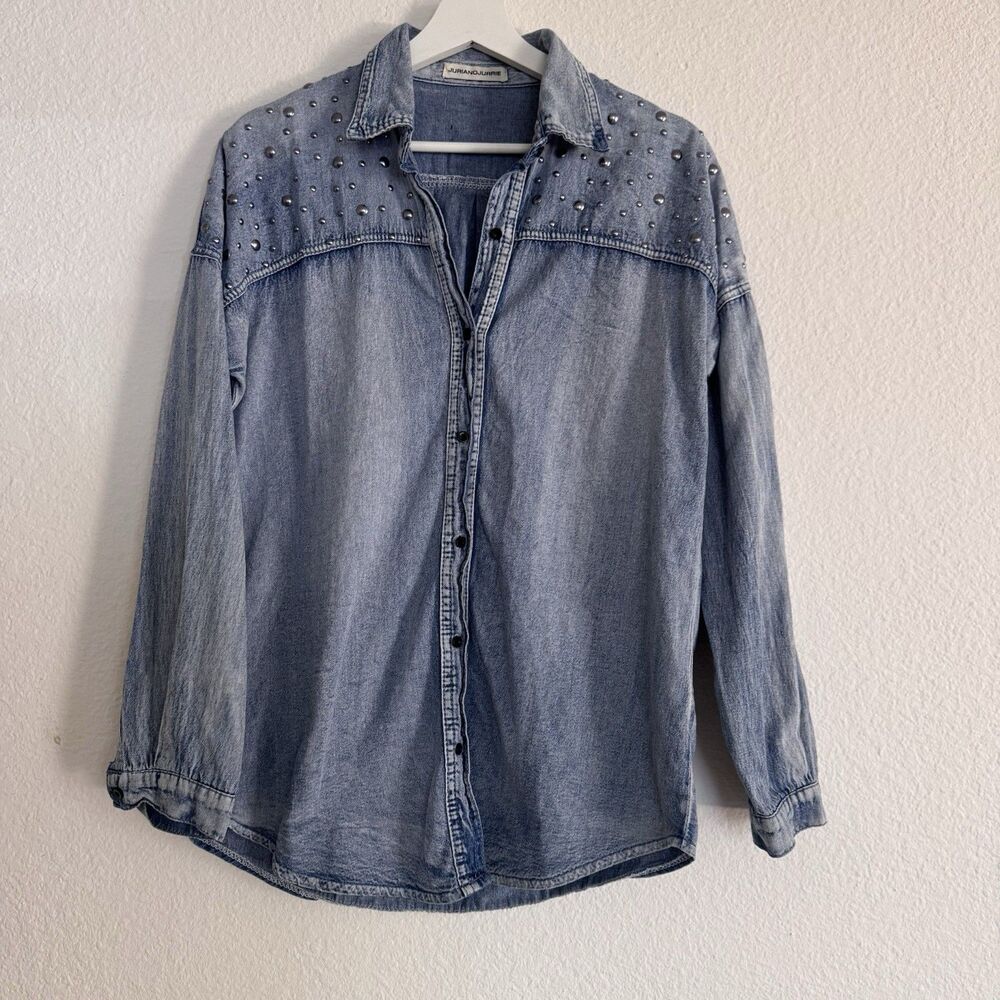 Guriano Jurrie Women Denim Shirt Metal Studs Long Sleeves M Coastal Cowgirl